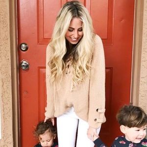 Chicwish tan lace up sweater
